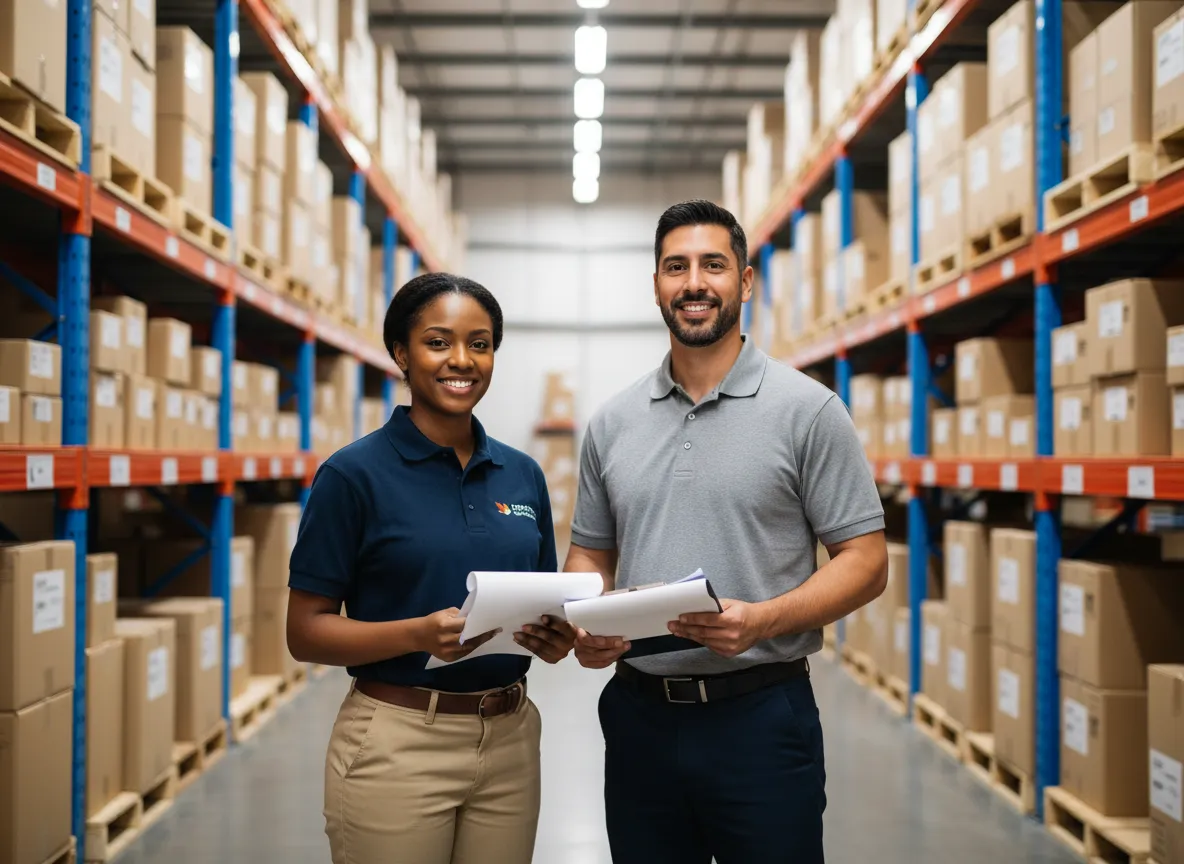 Portrait of Keisha & Daniel, Warehouse Supervisors at Blue Ridge Moving Co.